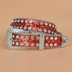 Women's Rhinestone Bright Wide Belt Casual Glitter Belt
