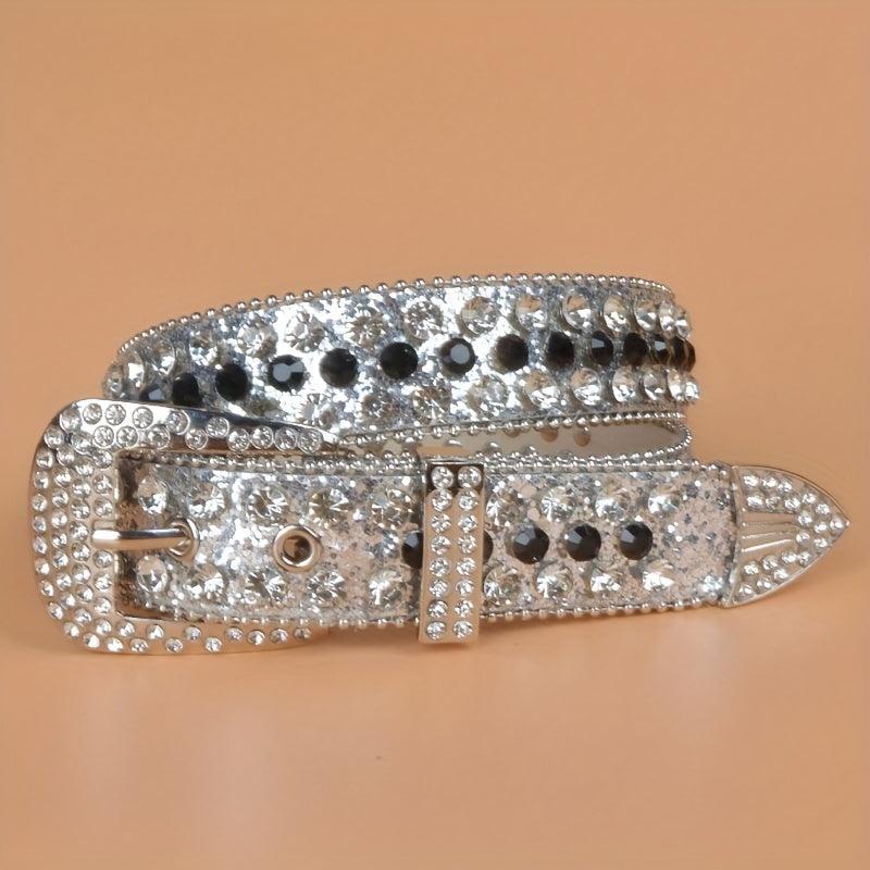 Women's Rhinestone Bright Wide Belt Casual Glitter Belt
