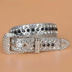 Women's Rhinestone Bright Wide Belt Casual Glitter Belt