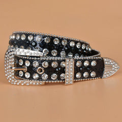 Women's Rhinestone Bright Wide Belt Casual Glitter Belt