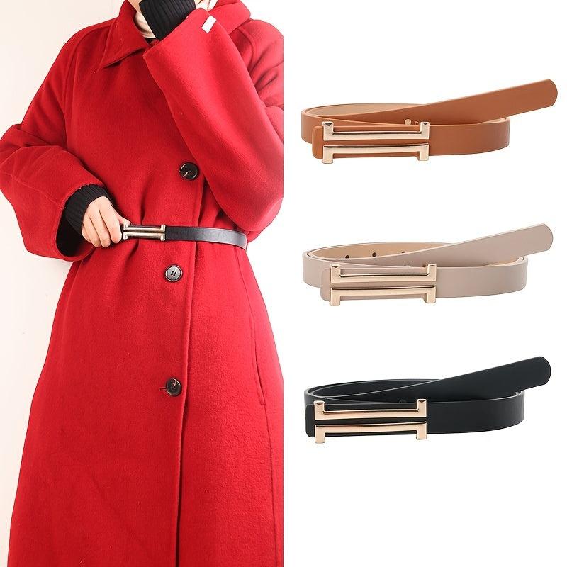 Women Leather Slim Skinny Thin Belts Ins Belts For Women Dress Jeans Strap