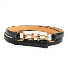 Double Buckle Thin Waist Belt Adjustable Women Girdle Dress Belt