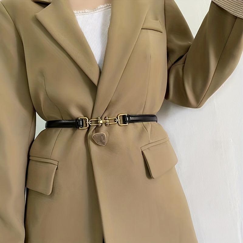 Double Buckle Thin Waist Belt Adjustable Women Girdle Dress Belt