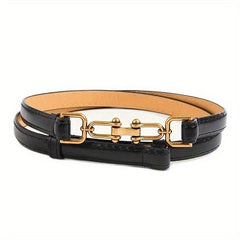 Double Buckle Thin Waist Belt Adjustable Women Girdle Dress Belt