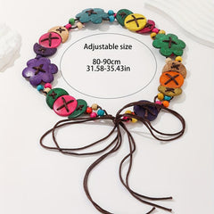Coconut Shell Flower Braid Belt Lace Up Sash Decorative Girdle