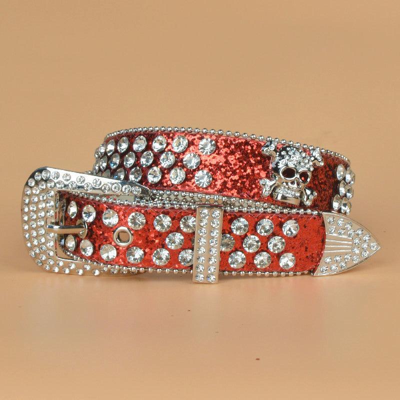 Rhinestone Skull Belt With Bling Stones For Couple