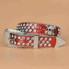 Rhinestone Skull Belt With Bling Stones For Couple