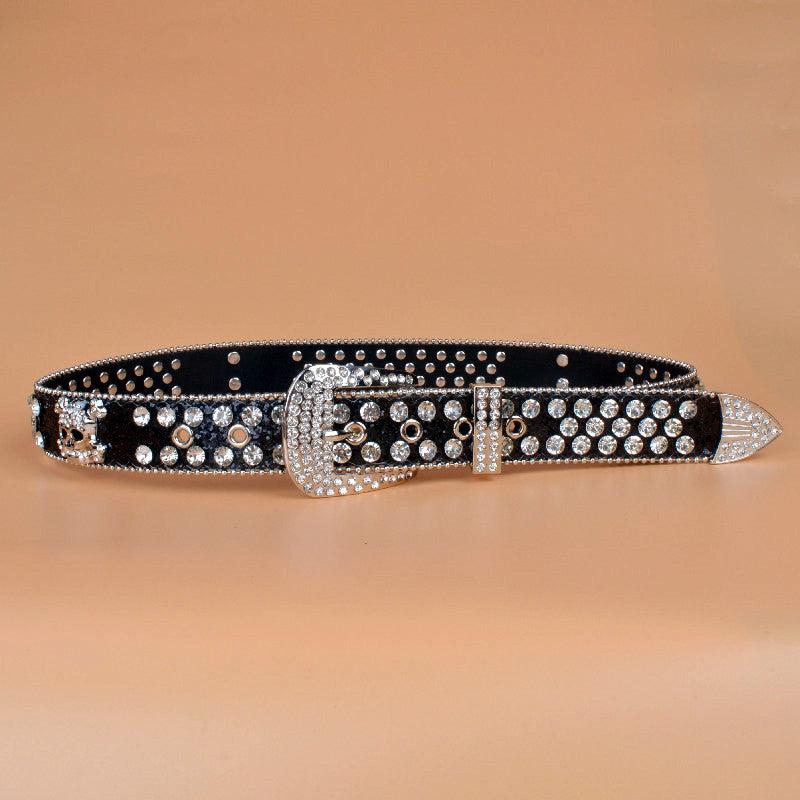 Rhinestone Skull Belt With Bling Stones For Couple