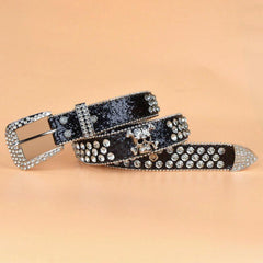 Rhinestone Skull Belt With Bling Stones For Couple