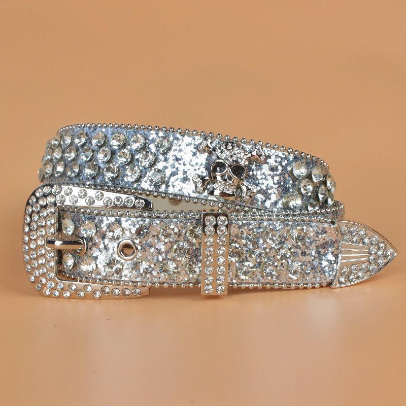 Rhinestone Skull Belt With Bling Stones For Couple