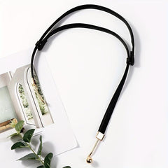 Stylish Thin PU Belt Solid Bead Hook Buckle Coat Waistband Vintage Dress Girdle