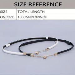 Stylish Thin PU Belt Solid Bead Hook Buckle Coat Waistband Vintage Dress Girdle