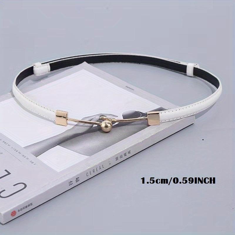 Stylish Thin PU Belt Solid Bead Hook Buckle Coat Waistband Vintage Dress Girdle