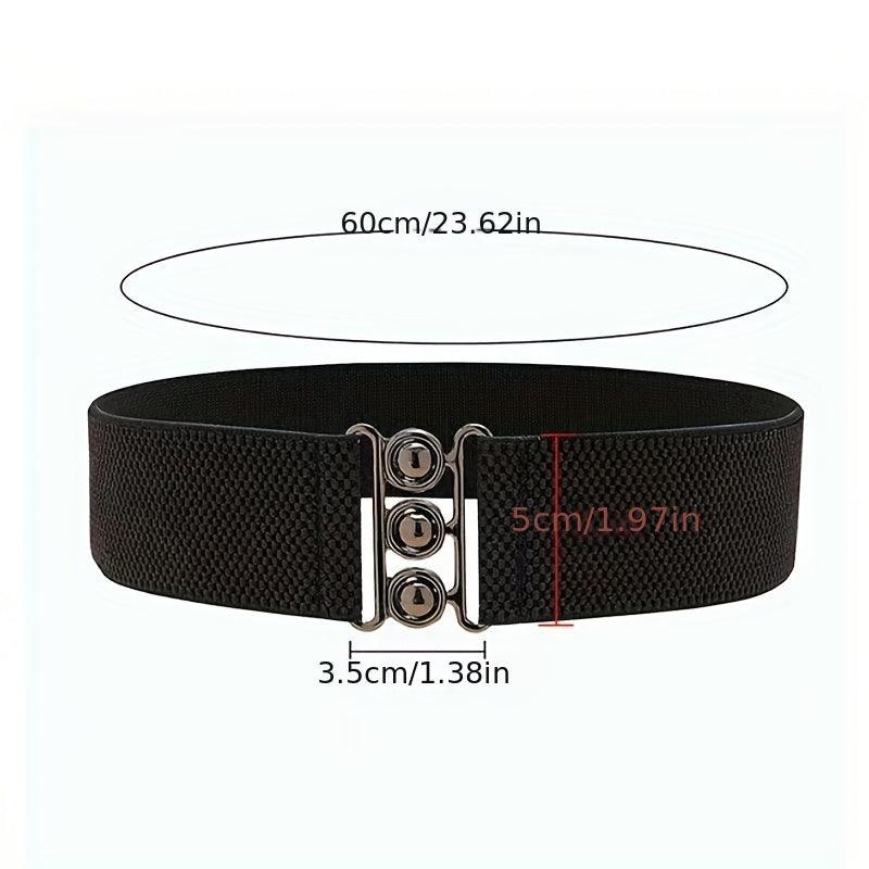 Women's Casual Elastic Wide Belt with Metal Buckle