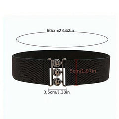 Women's Casual Elastic Wide Belt with Metal Buckle