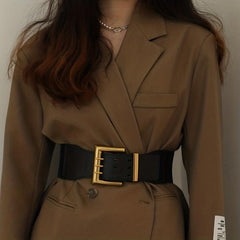 Vintage PU Leather Wide Belt For Women