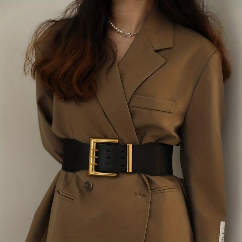 Vintage PU Leather Wide Belt For Women