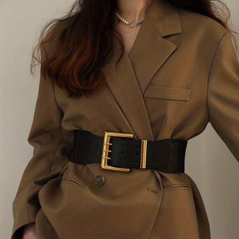 Vintage PU Leather Wide Belt For Women