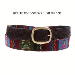 Vintage Coffee Embossed Belt for Women