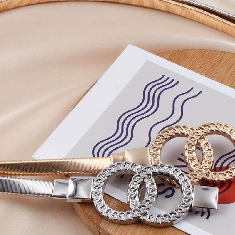 Double Circle Waistband Elastic Hollow Out Chain Belt For Women