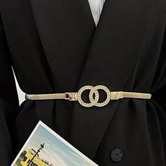 Double Circle Waistband Elastic Hollow Out Chain Belt For Women