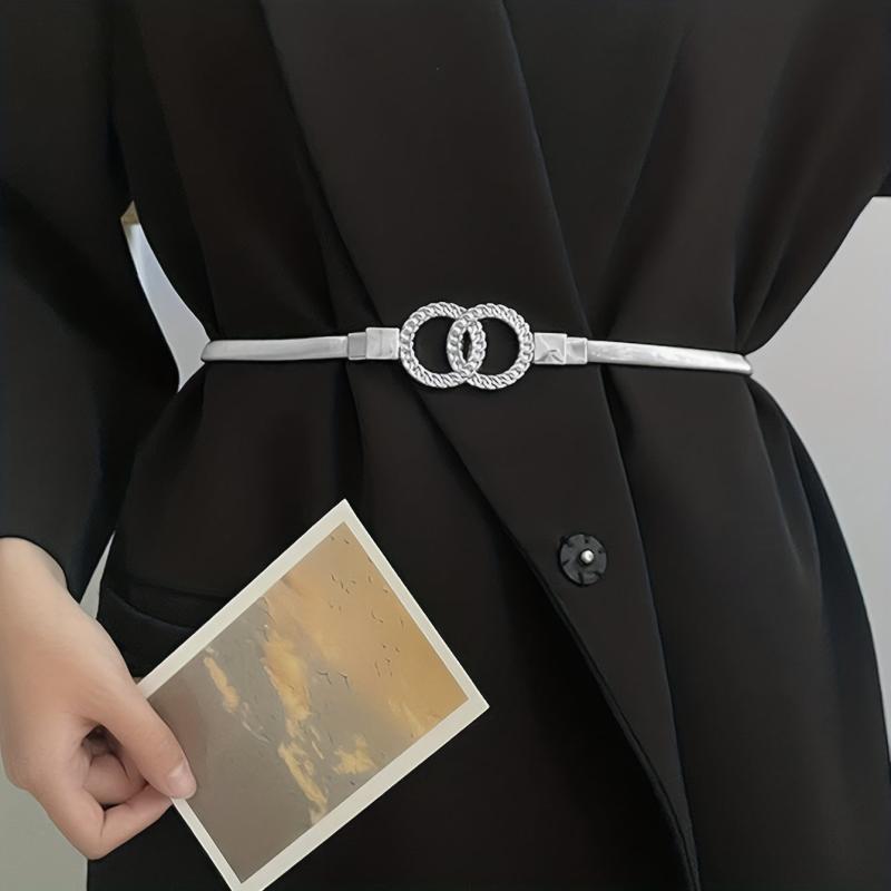 Double Circle Waistband Elastic Hollow Out Chain Belt For Women