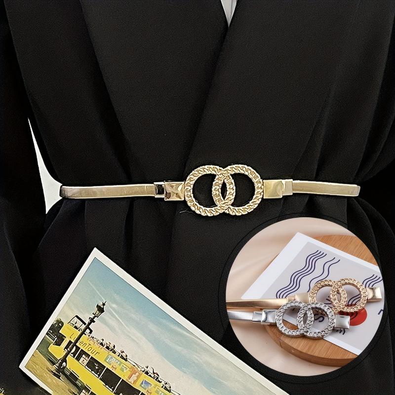 Double Circle Waistband Elastic Hollow Out Chain Belt For Women