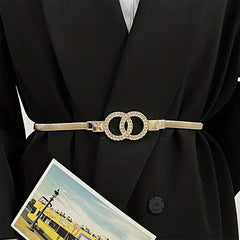 Double Circle Waistband Elastic Hollow Out Chain Belt For Women