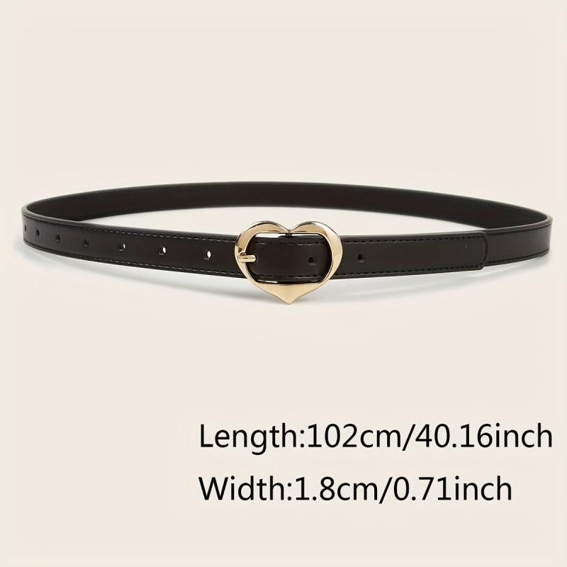 3pcs Golden Heart Buckle Belt PU Leather Waist Belt