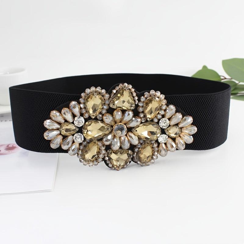 Vintage Rhinestone Elastic Band Dress Belt for Her