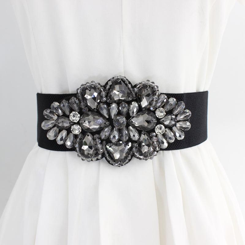 Vintage Rhinestone Elastic Band Dress Belt for Her