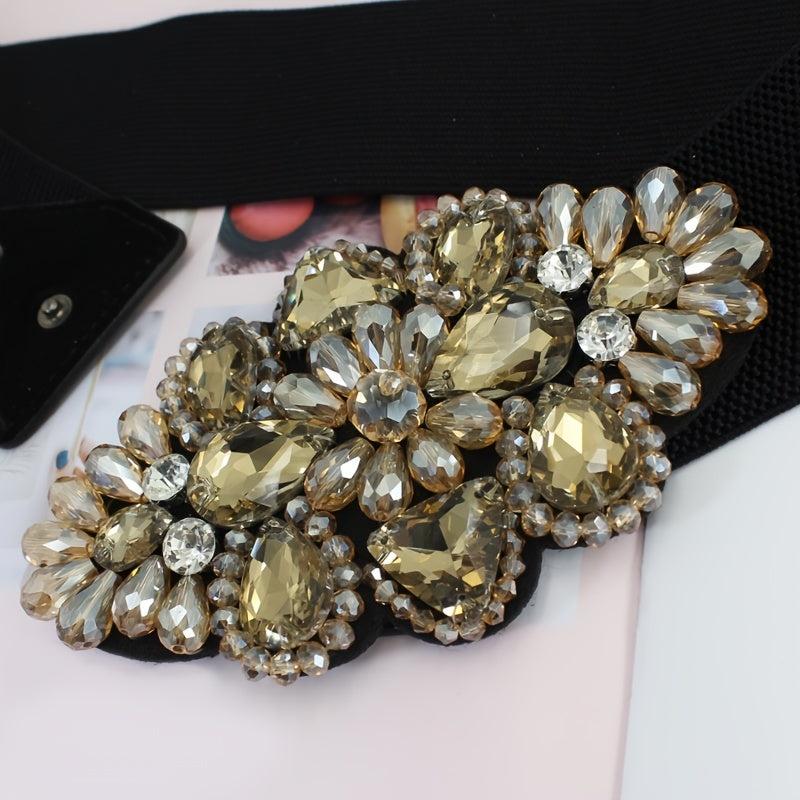 Vintage Rhinestone Elastic Band Dress Belt for Her