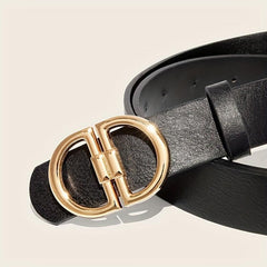 Classic Double D Buckle PU Waist Belt for Women
