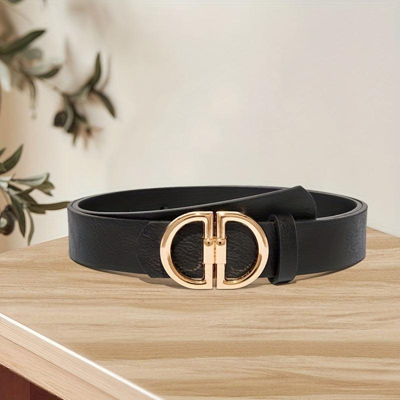 Classic Double D Buckle PU Waist Belt for Women