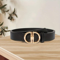 Classic Double D Buckle PU Waist Belt for Women