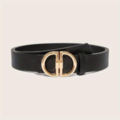 Classic Double D Buckle PU Waist Belt for Women