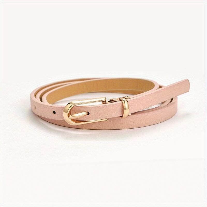 Oval Long Buckle Thin Belts Solid PU Belt Women Coat Dress Jeans Belts