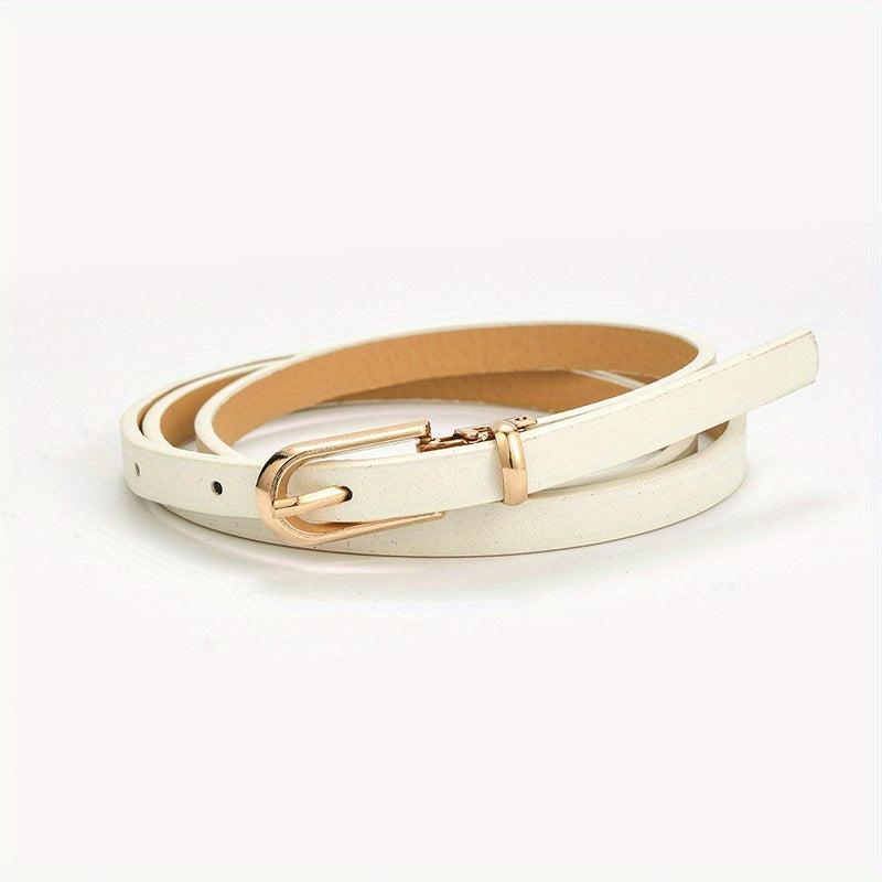 Oval Long Buckle Thin Belts Solid PU Belt Women Coat Dress Jeans Belts