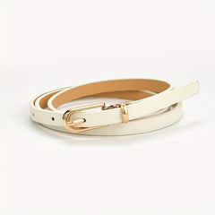 Oval Long Buckle Thin Belts Solid PU Belt Women Coat Dress Jeans Belts