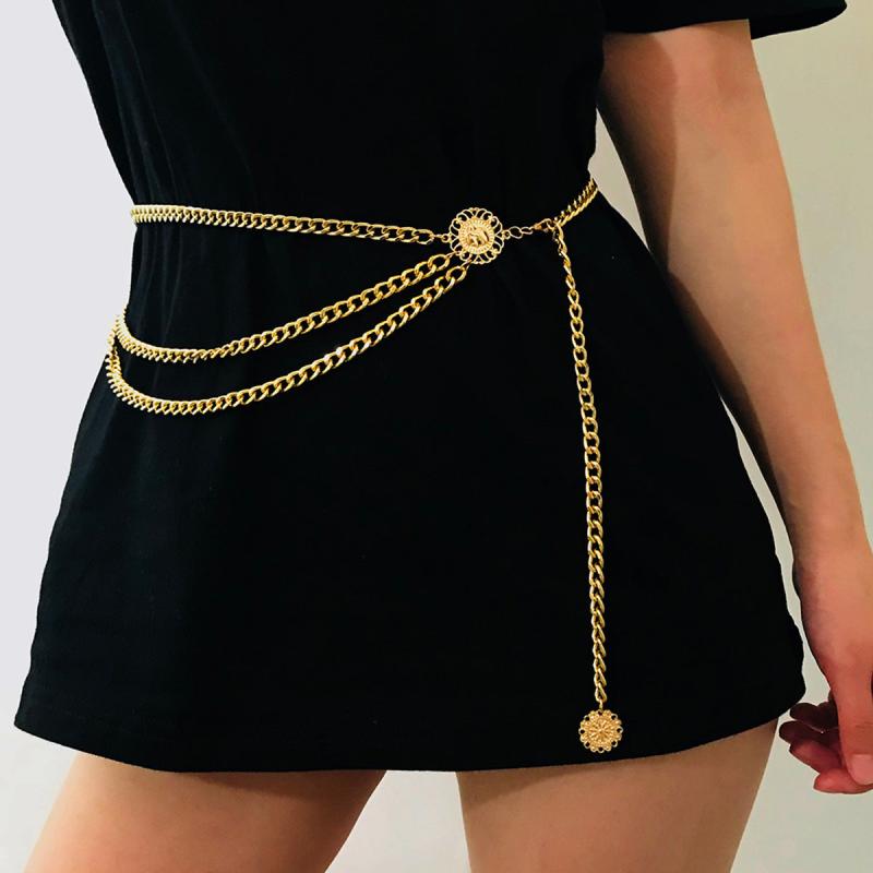 Boho Sun Flower Body Chain Golden Beach Belt for Women