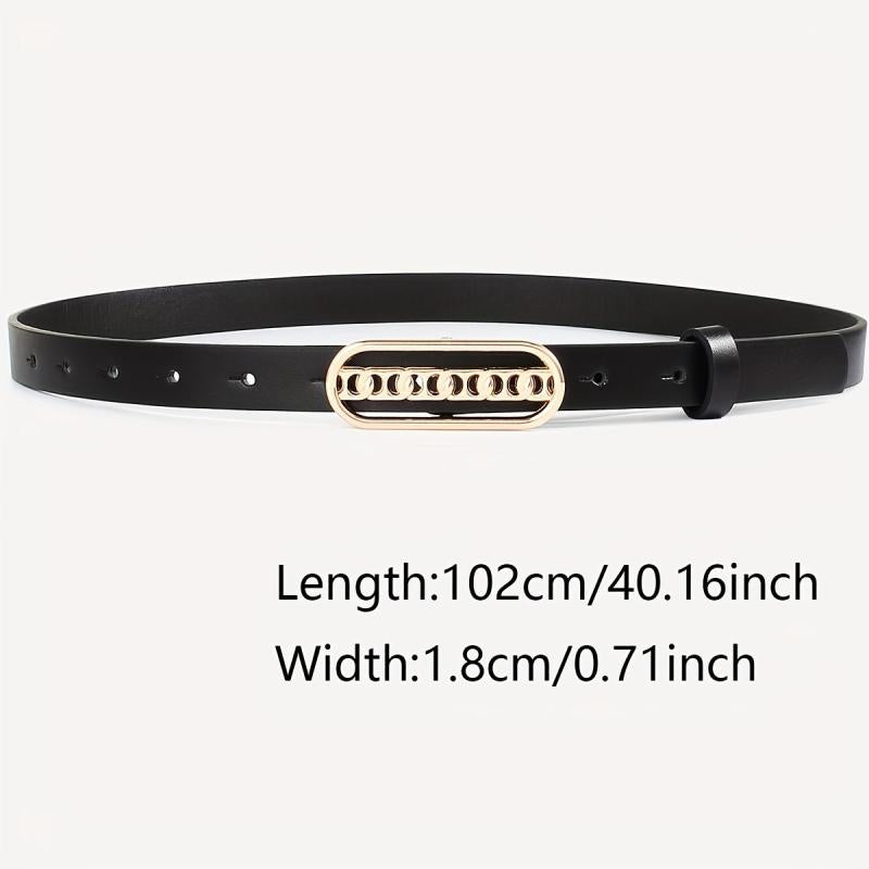 Oval Buckle Belt Set Classic Solid PU Leather Waist Belt Casual Jeans Pants Belt