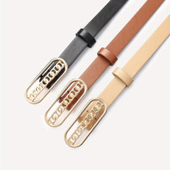 Oval Buckle Belt Set Classic Solid PU Leather Waist Belt Casual Jeans Pants Belt