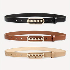 Oval Buckle Belt Set Classic Solid PU Leather Waist Belt Casual Jeans Pants Belt