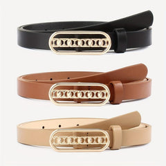 Oval Buckle Belt Set Classic Solid PU Leather Waist Belt Casual Jeans Pants Belt