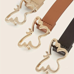Butterfly Golden Buckle Belt Solid PU Leather Waist Belt for Women