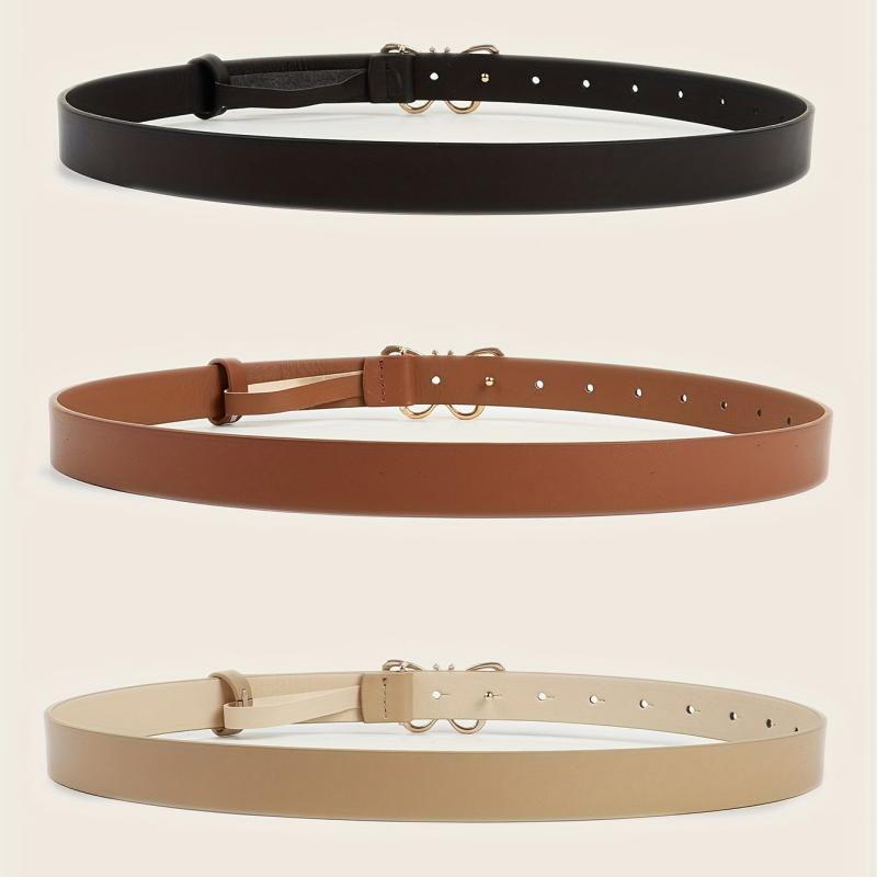 Butterfly Golden Buckle Belt Solid PU Leather Waist Belt for Women