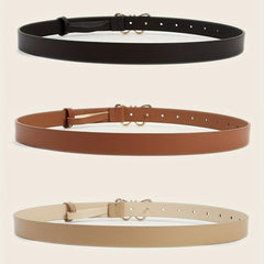 Butterfly Golden Buckle Belt Solid PU Leather Waist Belt for Women