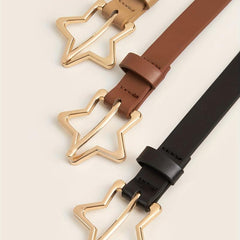 Golden Pentagram Buckle Belt Set PU Leather Waist Belt