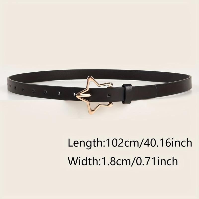 Golden Pentagram Buckle Belt Set PU Leather Waist Belt