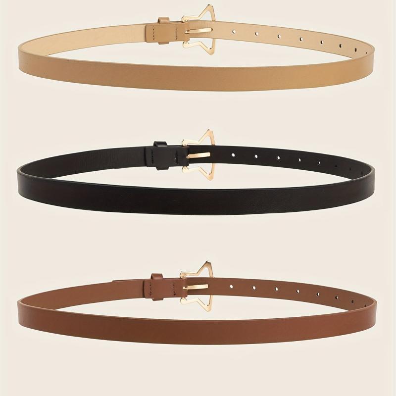 Golden Pentagram Buckle Belt Set PU Leather Waist Belt